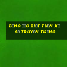 bảng đặc biệt tuần xổ số truyền thống