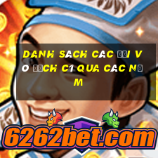 danh sách các đội vô địch c1 qua các năm