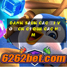 danh sách các đội vô địch c1 qua các năm